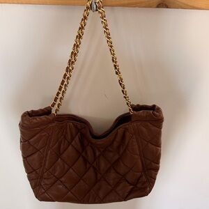 Brown Quilted Shoulder Bag
